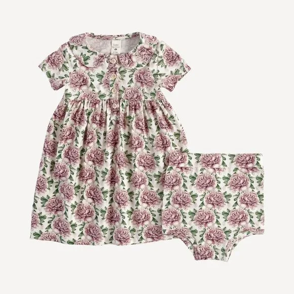 NWT Kate Quinn Henley Bubble Peter Pan Peony Dress Bloomer Set 0-3m - Picture 1 of 1